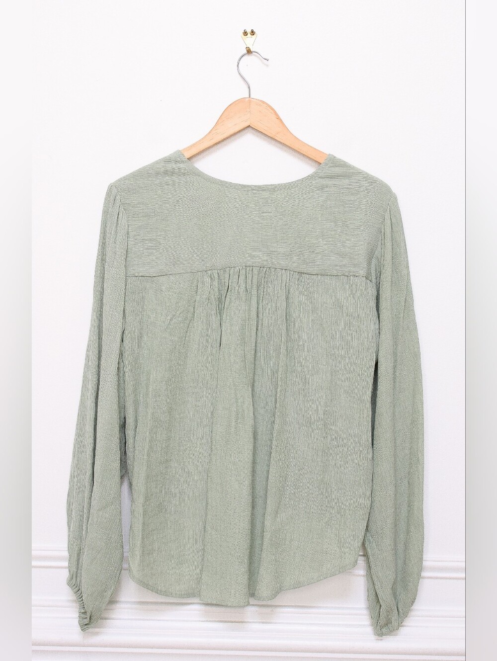 NWT Free People Check On It Wrap Top Green Slouchy Draped Blouse Size S Boho - Picture 4 of 9